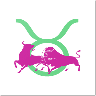 Taurean Bull Icon Glyph Of  Head and Horns Posters and Art